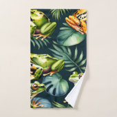 カエル水彩アート バスタオルセット (ハンドタオル)