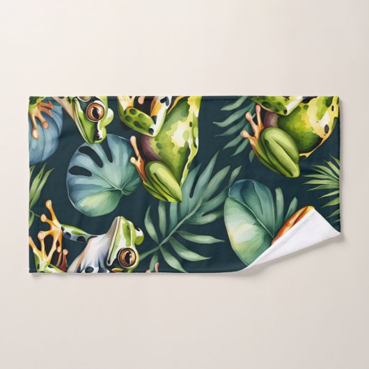 カエル水彩アート バスタオルセット (ハンドタオル)