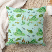 カエル池の金魚のウミガメ青 クッション (ブランケット)