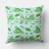 カエル池の金魚のウミガメ青 クッション (裏面)