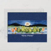 カエル池ムーンウォータお洒落ーカラーポストカード ポストカード (正面/裏面)