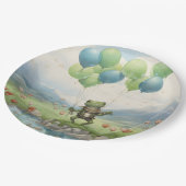 カエル渓谷バルーンと花 ペーパープレート (アングル)