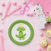 カエル王子童話グリーンストライプ可愛いおもしろい ペーパープレート (パーティー)