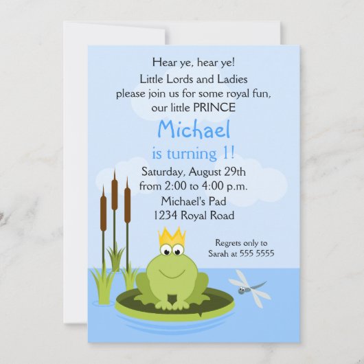 カエル王子誕生会 招待状 (正面)