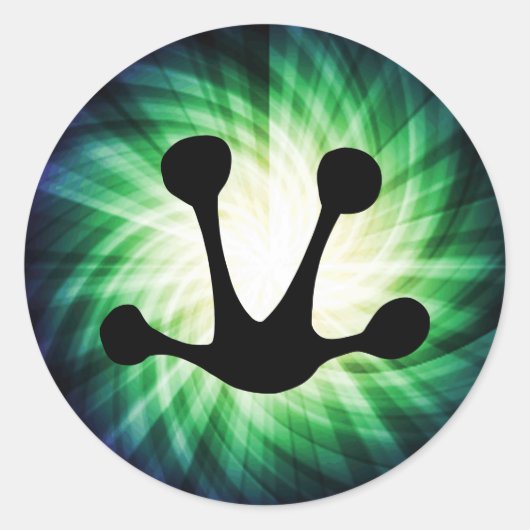 カエル白熱［赤熱］光を放つ足プリント ラウンドシール (正面)