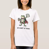 カエル看護師の面白いデザイン　夜明けにカルテを書く Tシャツ (正面)
