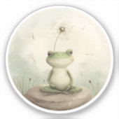 カエル瞑想タンポポ シール (正面)