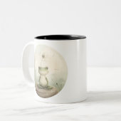 カエル瞑想タンポポ ツートーンマグカップ (正面左)