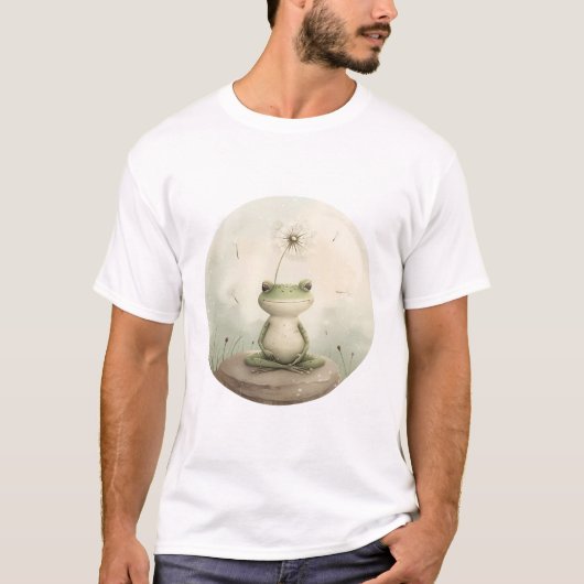 カエル瞑想タンポポ Tシャツ (正面)