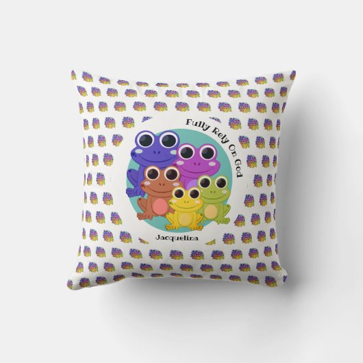 カエル神に完全にカラフル依存パーソナライズされたする クッション (裏面)