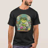 カエル科学者化学者 - 面白いビンテージ研究室 Tシャツ (正面)