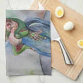 カエル種子キーパースケッチティータオル40.6 cm x 61 cm キッチンタオル (四つ折り)