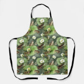 カエル緑と白の睡蓮 エプロン (正面)