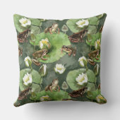 カエル緑と白の睡蓮 クッション (裏面)