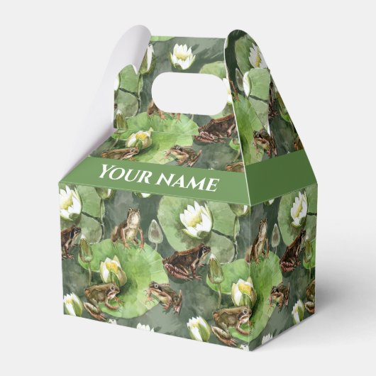 カエル緑と白の睡蓮 フェイバーボックス (正面サイド)