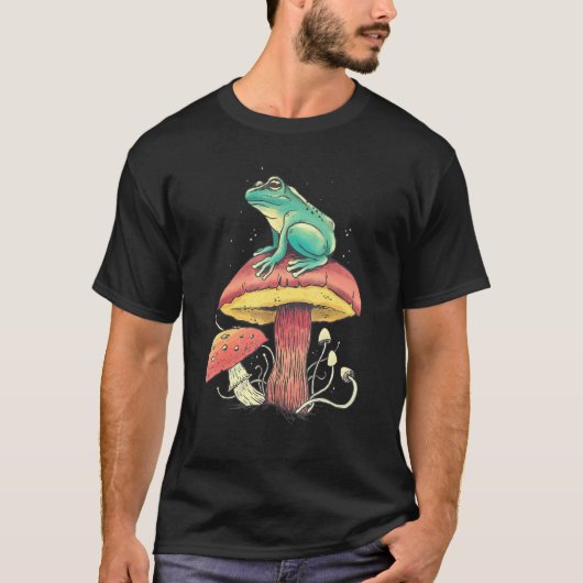 カエル美容キノコの森キノコ Tシャツ (正面)
