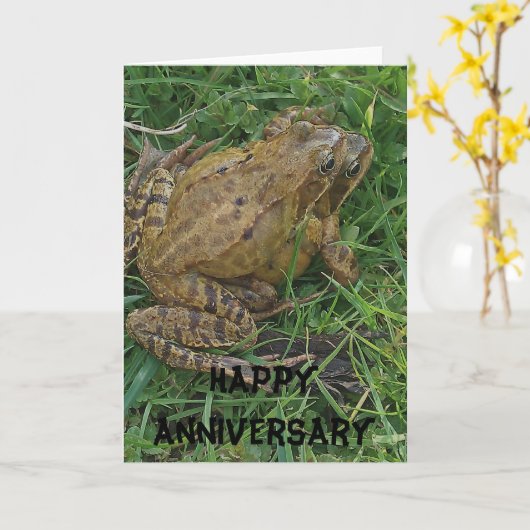 カエル記念日おめでとうカード カード (黄色い花)