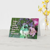 カエル誕生日カードカスタマイズ- カード (黄色い花)