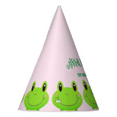 カエル誕生日パーティーテーマラブリーピンク パーティーハット (左)
