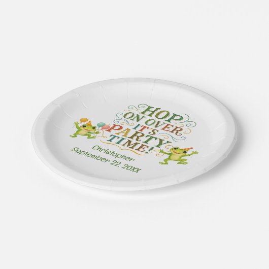 カエル誕生日パーティーボーイガールトドラーキッズ ペーパープレート (アングル)