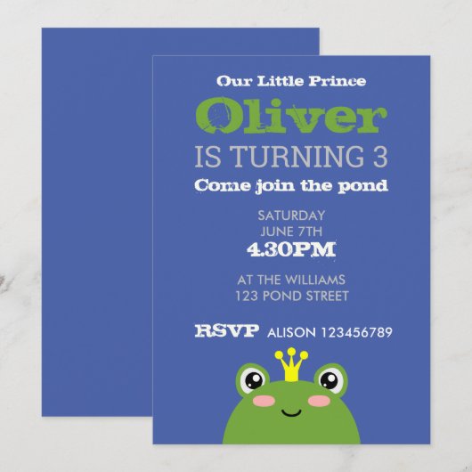 カエル誕生日招待状 招待状 (正面/裏面)