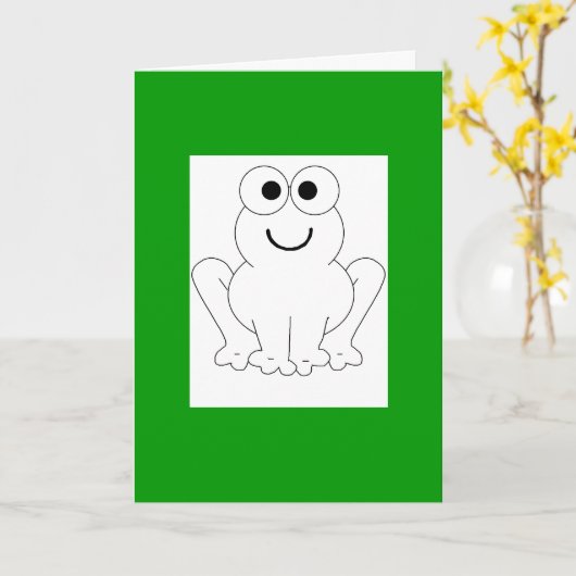 カエル誕生日 カード (黄色い花)