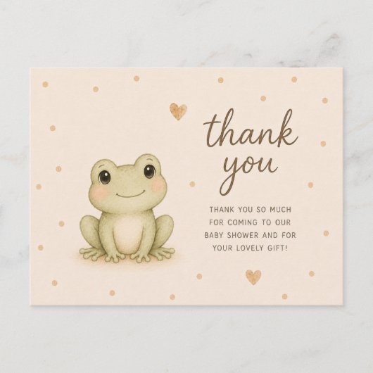 カエル赤ちゃんのバースデーパーティーのお礼 ポストカード (正面)