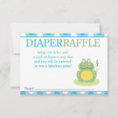 カエル赤ちゃんシャワーおむつラッフルカード 招待状 (正面)