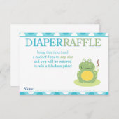 カエル赤ちゃんシャワーおむつラッフルカード 招待状 (正面/裏面)