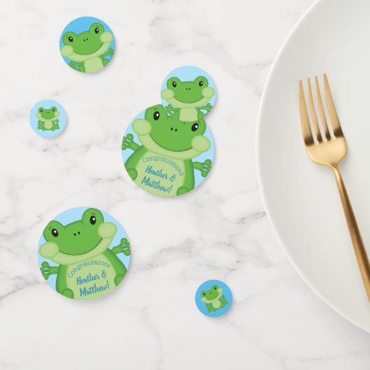 カエル赤ちゃんシャワーブルー コンフェッティ (グループ)