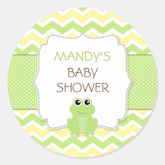 カエル赤ちゃんシャワー好意ステッカー、誕生日パーティー ラウンドシール (正面)