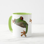 カエル赤目緑色の砂糖入りコーヒーマグ マグカップ (正面左)