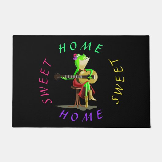 カエル遊のギターおもしろいドormat ドアマット (正面)