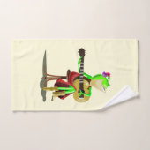 カエル遊のギターおもしろいバスタオル バスタオルセット (ハンドタオル)