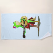 カエル遊のギターおもしろいビーチタオル ビーチタオル (正面)