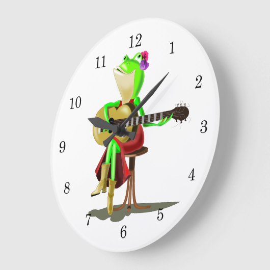 カエル遊のギターおもしろい時計 ラージ壁時計 (傾斜)