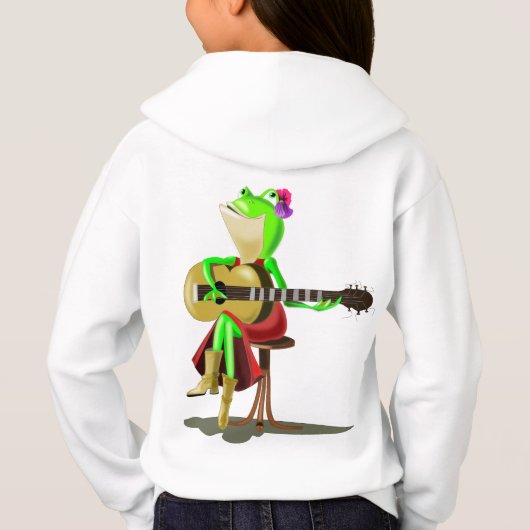 カエル遊のギターキッズフード付きスウェットシャツおもしろい (裏面)