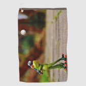 カエル遊フィギュアのゴルフデザインカスタムの最高の ゴルフタオル (正面)