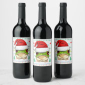 カエル醜いクリスマスサンタハットクリスマスキッズボーイズ女の子 ワインラベル (ボトル)