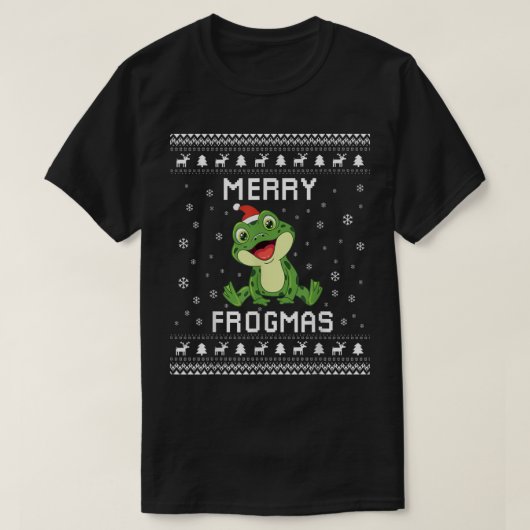 カエル醜いクリスマスセーターカエル恋人ホリデープレ Tシャツ (デザイン正面)