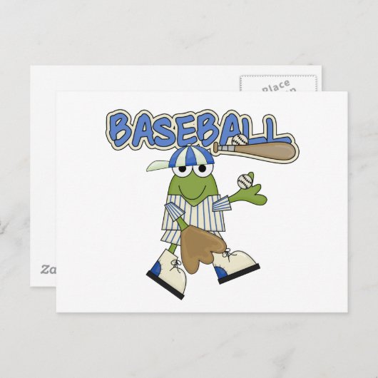 カエル野球のTシャツとギフト ポストカード (正面/裏面)
