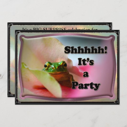 カエル隠れサプライズパーティー招待状 招待状 (正面/裏面)