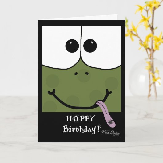 カエル顔 カード (黄色い花)