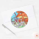 カエル飛んでいる ラウンドシール (封筒)