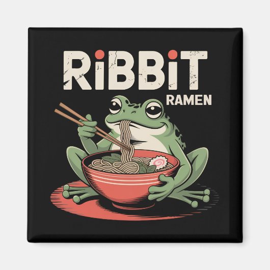 カエル食べのラーメンおもしろいリブトラーメン マグネット (正面)