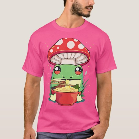 カエル食べのラーメンのかわいい Tシャツ (正面)