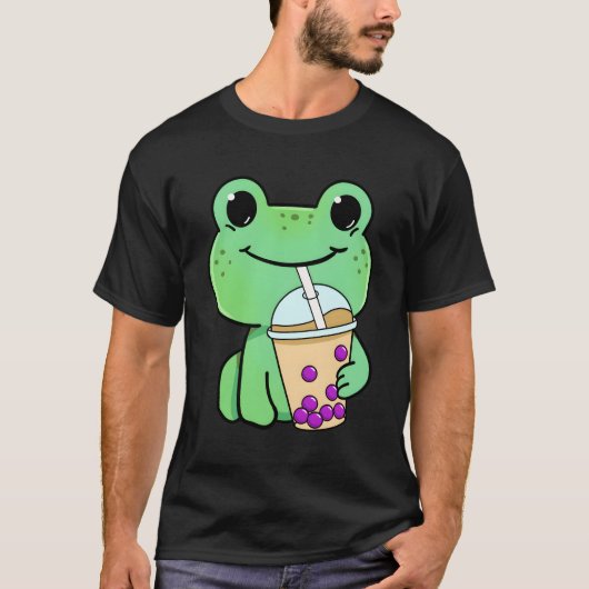 カエル飲むバブルティー Tシャツ (正面)