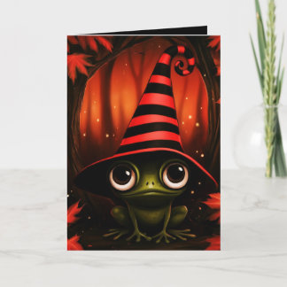 カエル魔女のハロウィンコスチュームイラスト カード