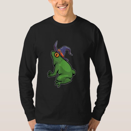 カエル魔女レイジーハロウィーンの衣装ウィザおもしろいード Tシャツ (正面)