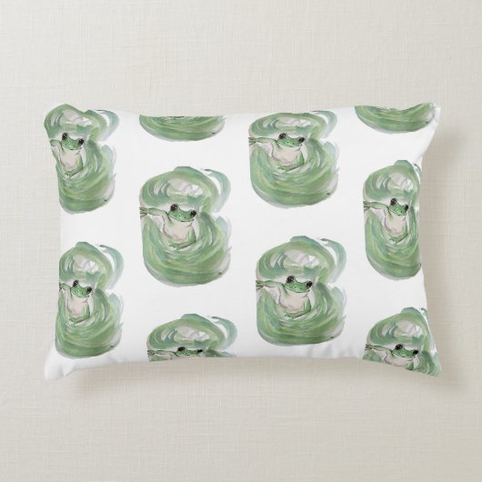 カエル魔法ユーモア水の色フロギー アクセントクッション (正面)